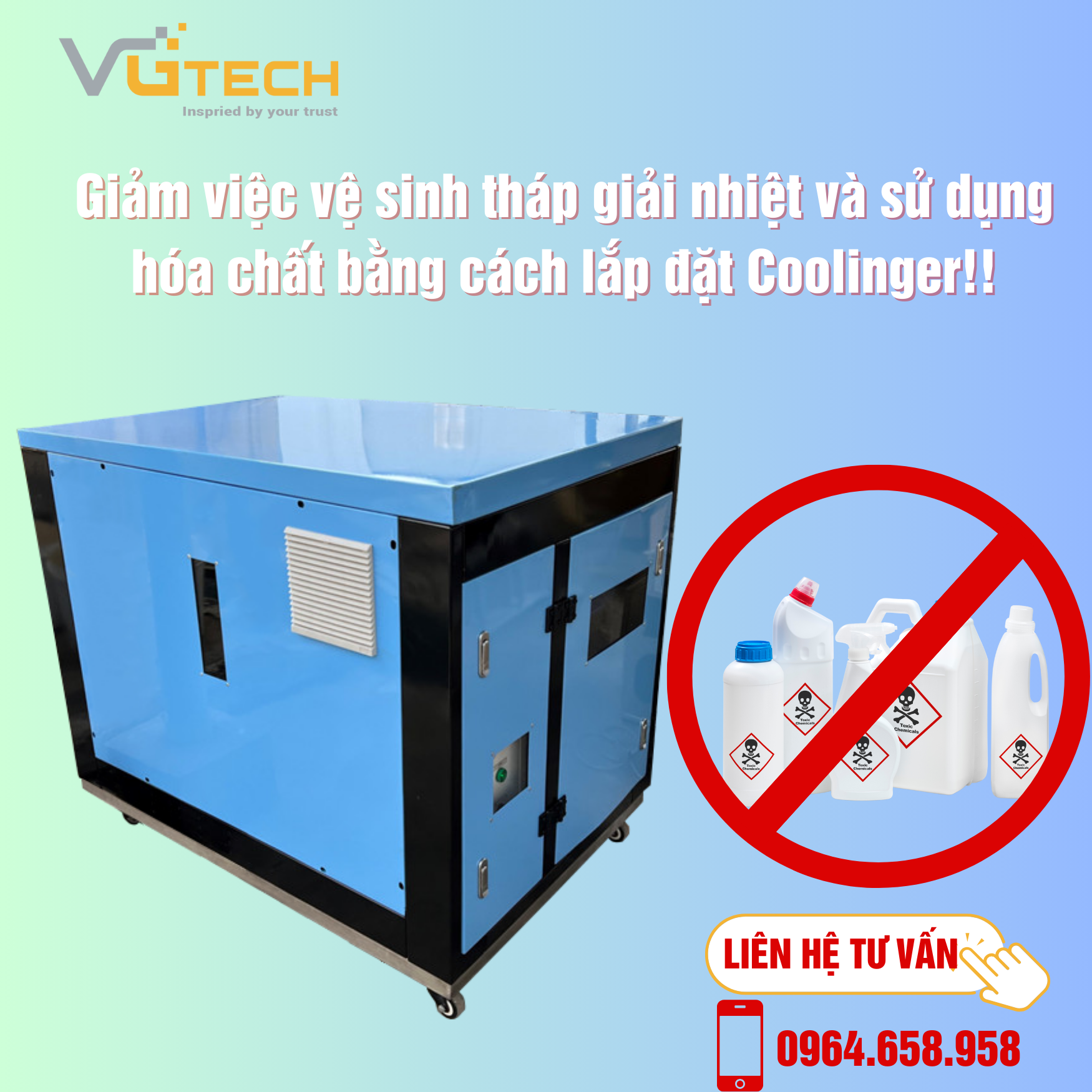 Vệ sinh tháp giải nhiệt không cần dùng hóa chất